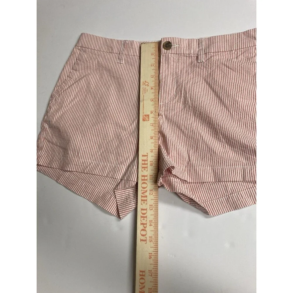 Old Navy Everyday Short Women's 8 Red/White Striped Seersucker Chino 3